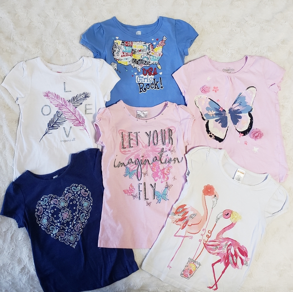 6 Girls short sleeve T-shirts size 6